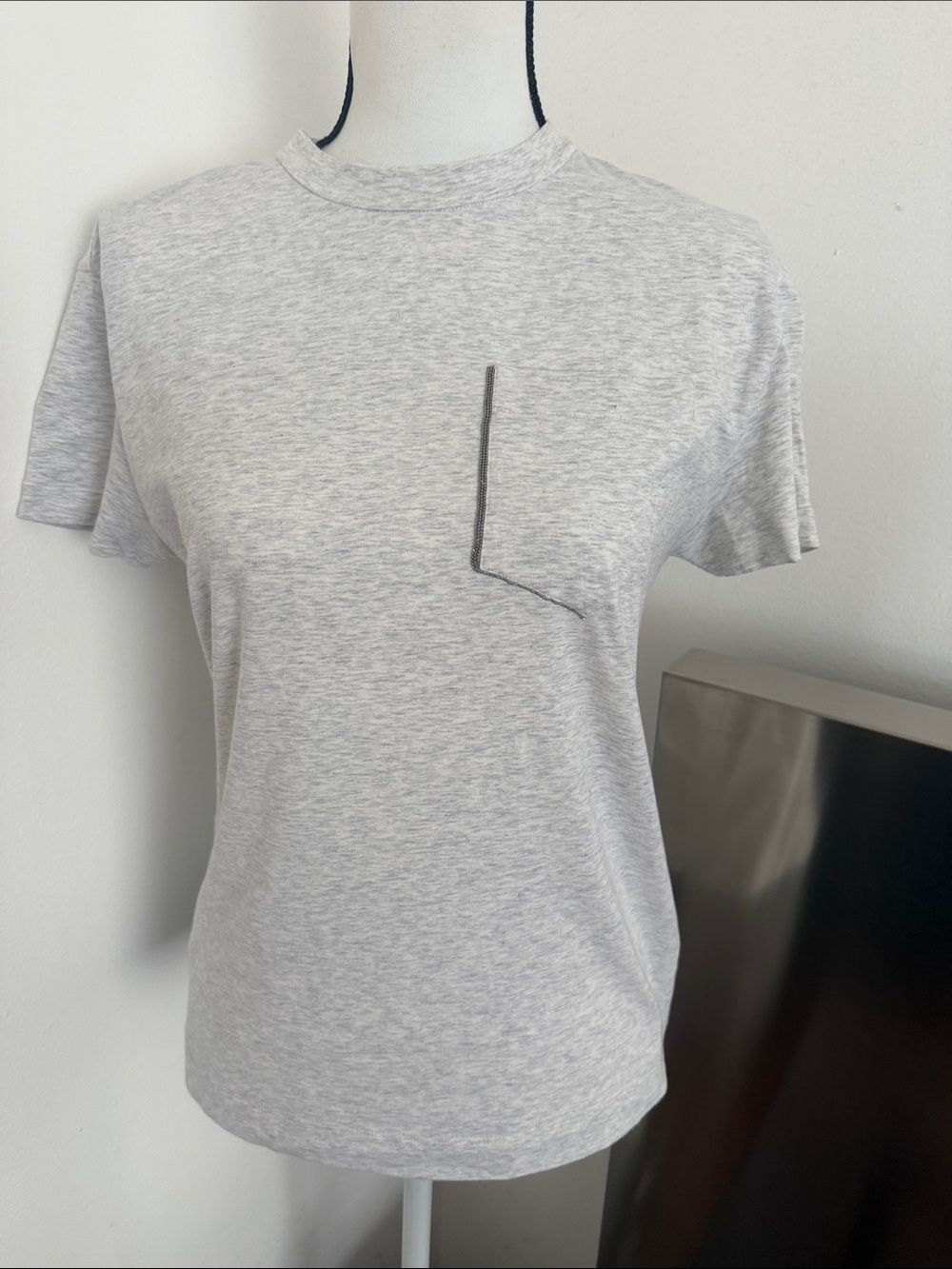 Brunello Cucinelli Heather Gray Short-Sleeve Crewneck Tee